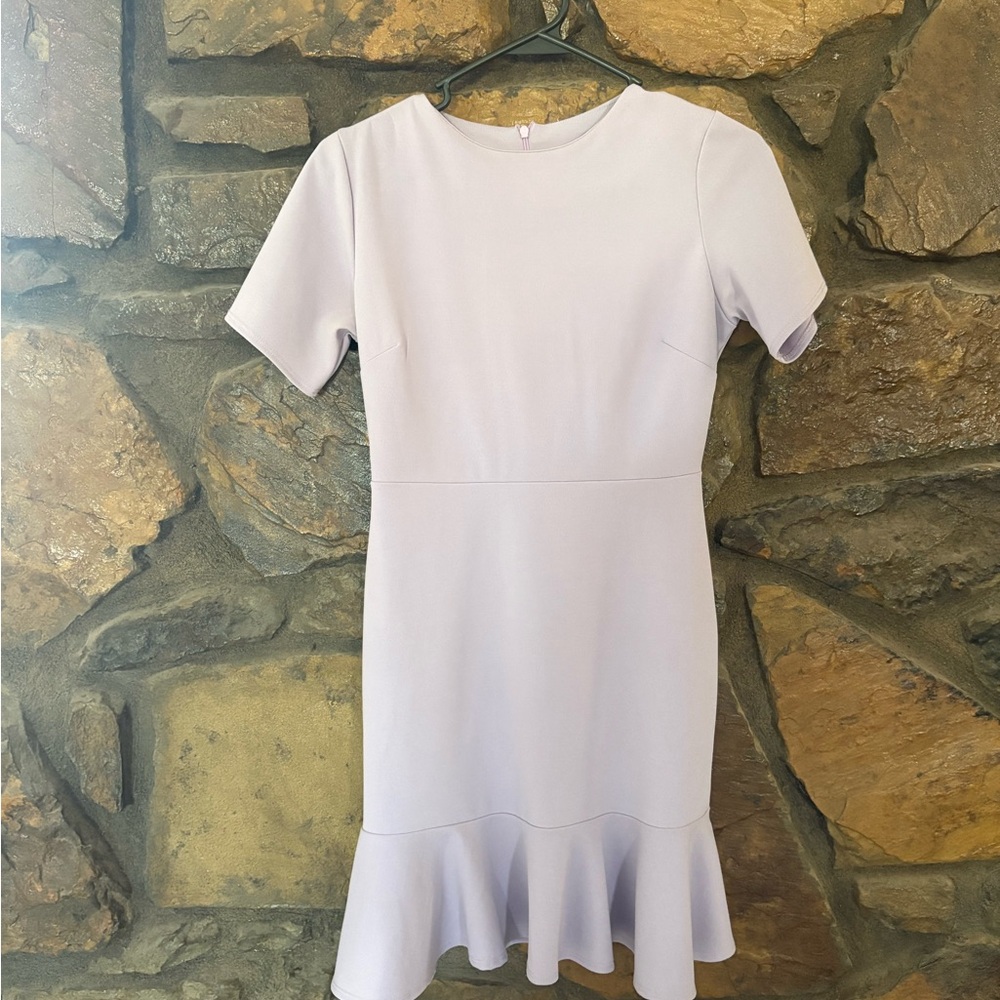 Classic Short-Sleeve Lilac Fit-and-Flare Dress